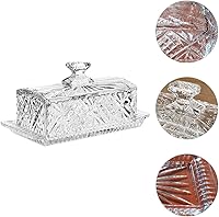 Vista 9 de BESTonZON Plato de vidrio rectangular Plato de mantequilla de vidrio plato de mantequilla transparente plato de mantequilla plato de mantequilla