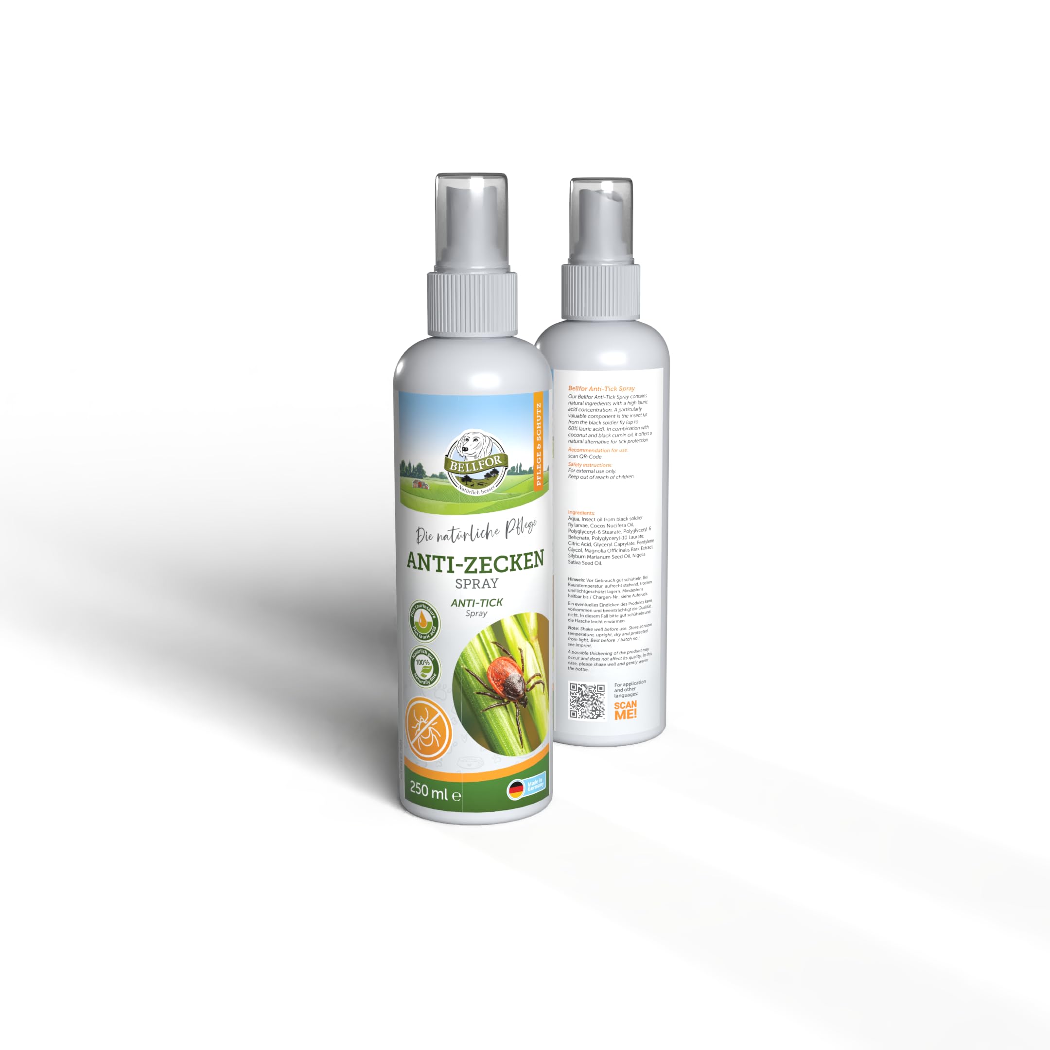 Bellfor Anti-Tiques Spray Chien – 250 ML. Protection Naturelle Contre Les tiques pour Chiens à Base d'huile de Coco. Répulsif Efficace offrant Une Protection Longue durée Contre Les tiques.