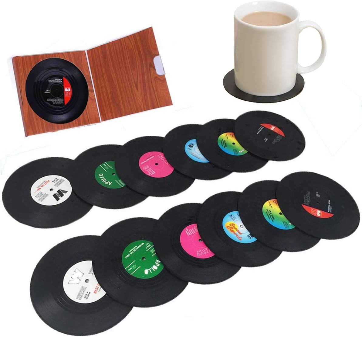12 Pcs Coaster Housewarming Gifts Coasters Set Record Coasters Vinyl
