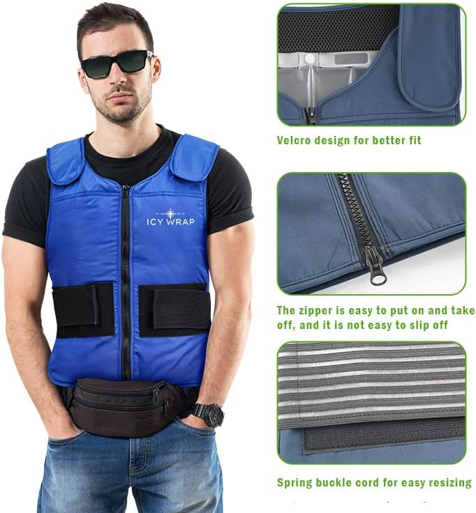 Phase Change Cooling Vest by Icy Wrap for Men & Women, Hot Weather, Ice Reflective Vest with 30 PCS Ice Packs, High Tech Phase Change PCM material, stays cold for 1 hour +. - Image 5