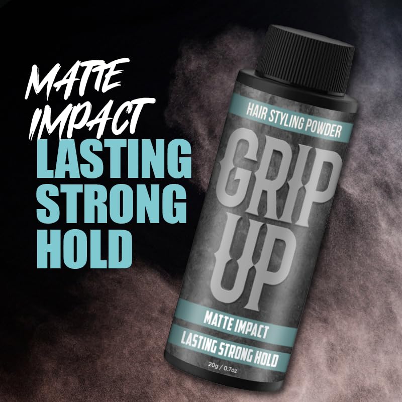 GripUp Hair Styling Powder - Professional Matte Finish, Confidence Boost - 20g - Scentless, White, 20 g (Pack of 1) - Image 2