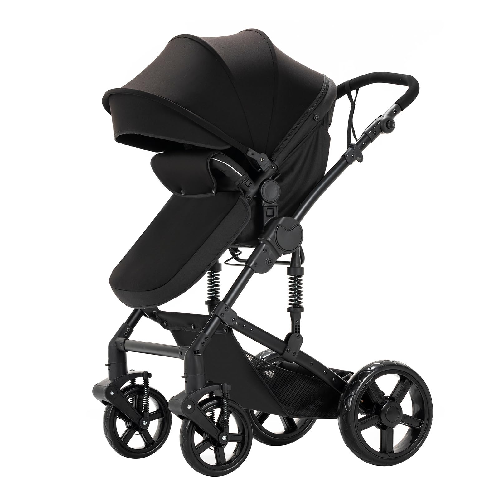 Kinderwagen 3 in 1, Buggy mit Umkehrbarem Zwei-Wege-Schub, Kinderwagen Rahmen Aluminiumlegierung, Kombikinderwagen 3 in 1 Einem Klick Faltbar Baby Kleinkind Neugeborene (black 588)