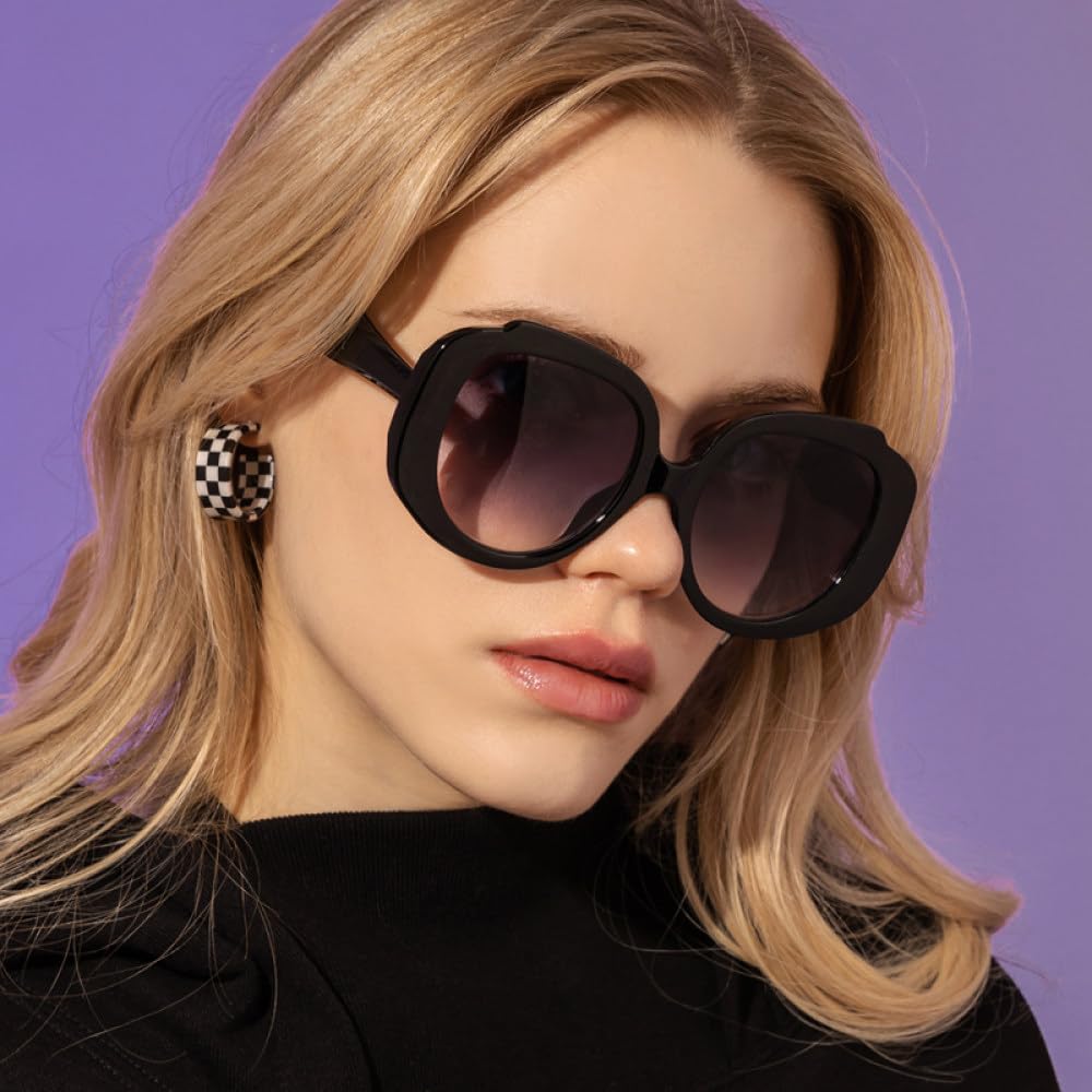 Übergroße ovale Sonnenbrille für Damen, Bonbonfarben, modische Farbverlaufs-Sonnenbrille, UV400-Schutzbrille, Damenbrille