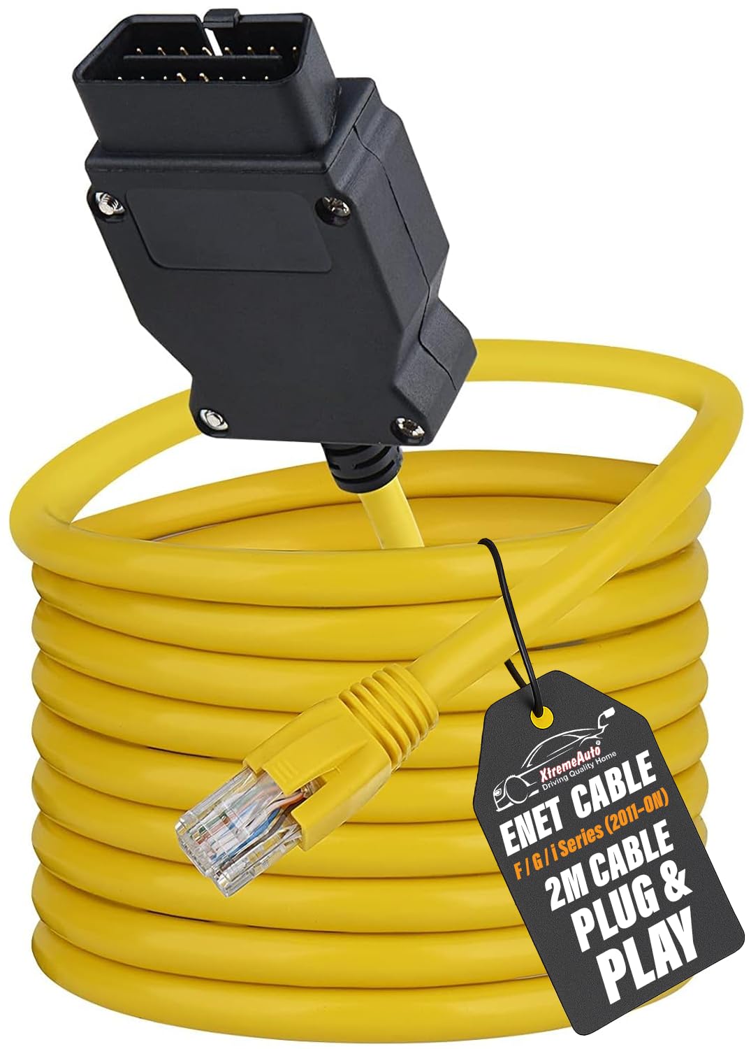 Xtremeauto ENET Diagnostic Cable OBDII to RJ45 – 2M Ethernet Coding Cable for BMW F-Series & G-Series – Compatible with ESYS, ISTA, Rheingold, BimmerCode, Bootmod3 – Diagnostic & Coding