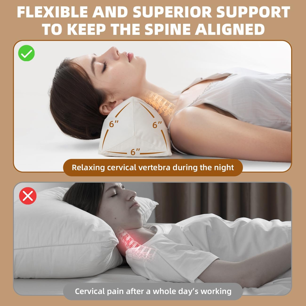 LOFE Buckwheat Pillow - Adjustable Buckwheat Neck Pillow(17x6) to Provide Firm Support, Neck Roll Pillow for Side and Back Sleepers, Bolster Pillow with Organic Pillowcase, Triangle Pillows - Image 5