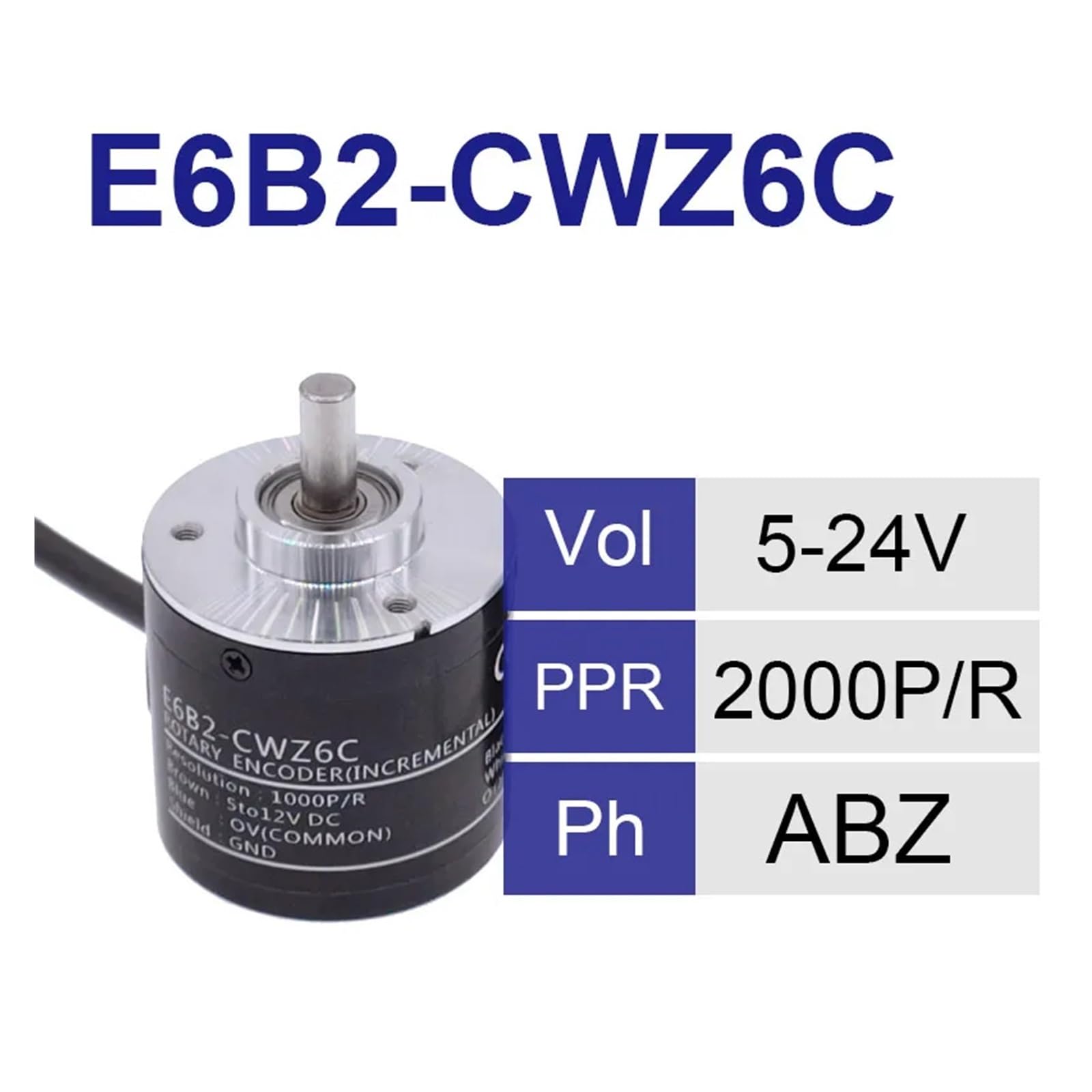 Encodeur rotatif E6B2-CWZ6C E6B2CWZ6C 100/200/360/500/600/800/1000/2000P/R 5-24V DC, sortie NPN, commutateur rotatif avec ligne de 2m(2000P R)