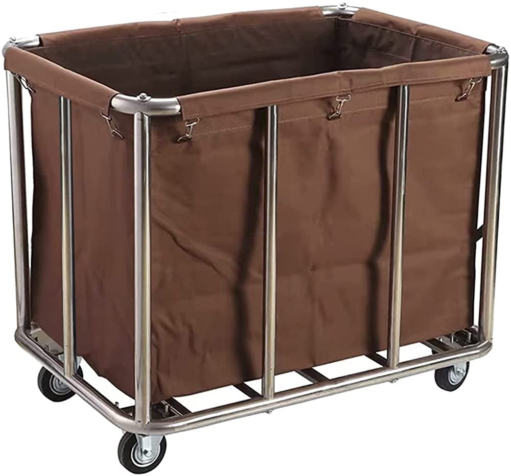 Movable Trolleys Removable Bags With Laundry Collector Trolley Heavy Duty Laundry Bin Hotel Restaurant Linen Cart