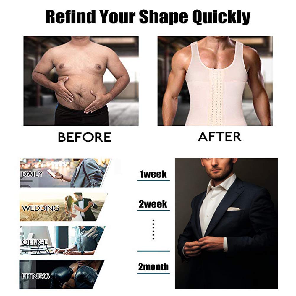 AIEOE Shapewear Body Shaper - Camiseta interior de compresión para hombre