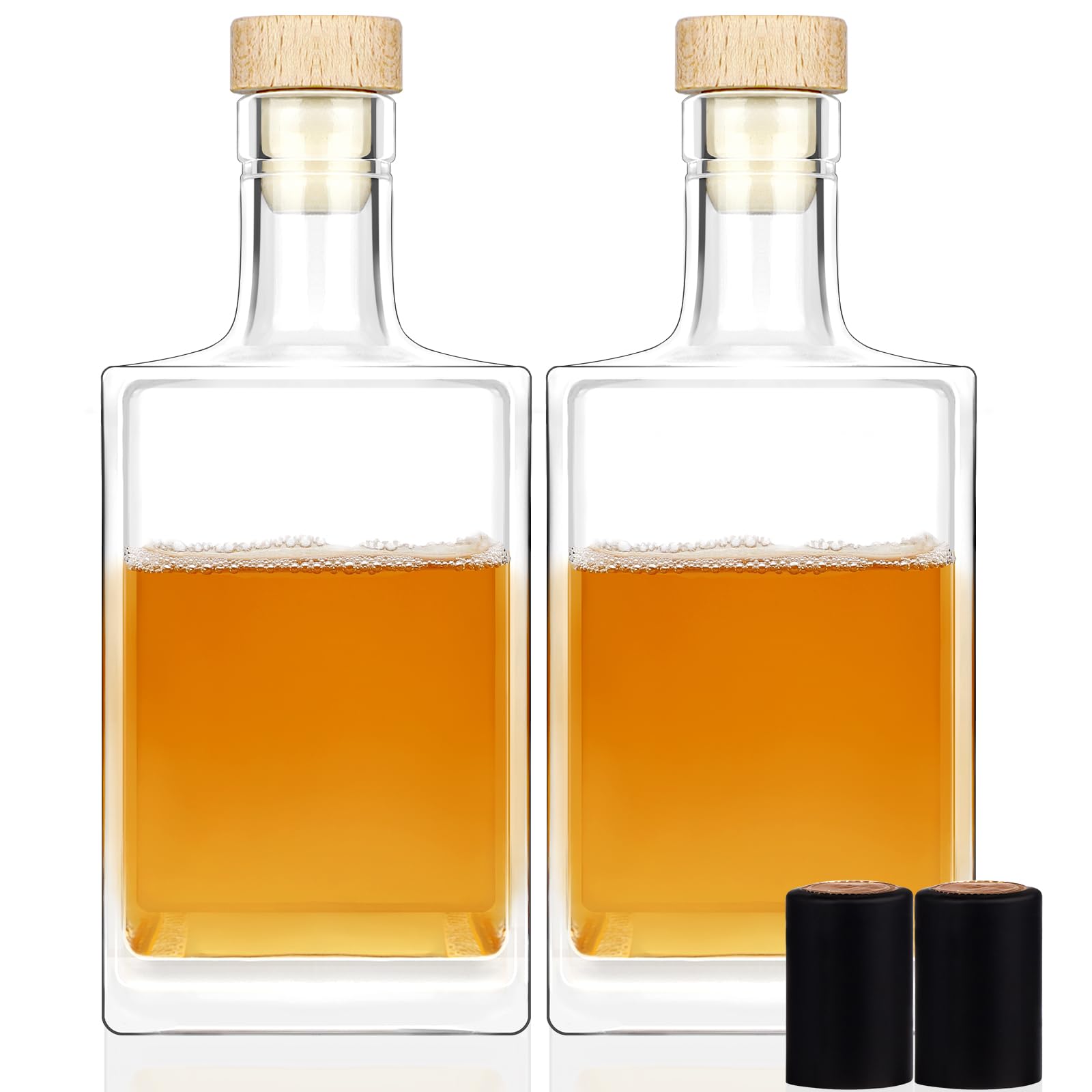 Liengoron 2Pack Square Glass Bottles