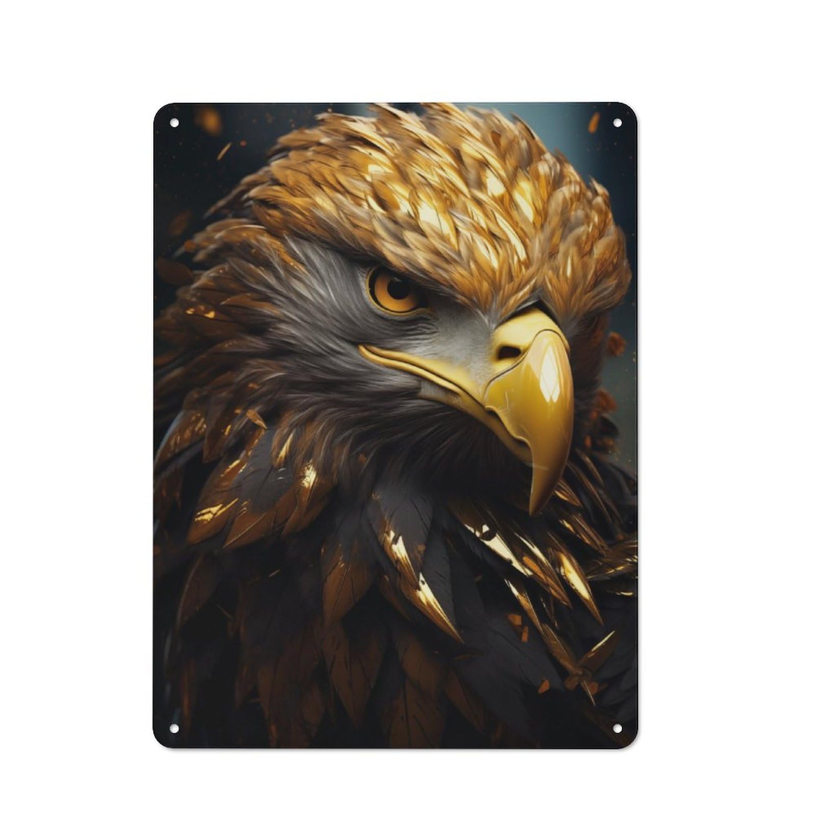 Junmoney Awesome Bald Eagle America Decorative Metal Plaque With Design 40X30cm, Casual Utility Space Decor For Patio Bar, Workshop, Shed Or Kitchen