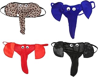 CCBFY 4-Pack Men Lingerie G-String T-Back Thongs Underwear Elephant Pants Briefs Bottom 4 Piece