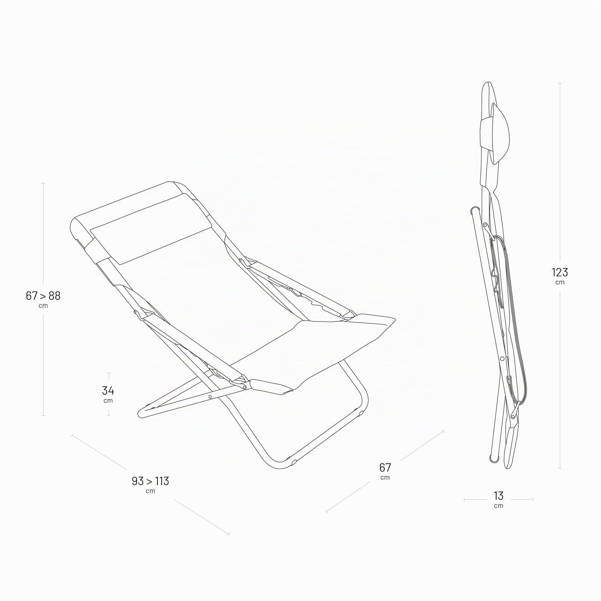 LAFUMA MOBILIER - Bain de Soleil Matelassé Pliant Multiposition TRANSABED -Toile AirComfort® Résistante -Chaise Longue Terrasse, Piscine et Jardin -3 Positions, Tout Confort, Fabriqué en France -ACIER | Fabriqué en FRANCE - Garantie 5 ans - Noir - Assise
