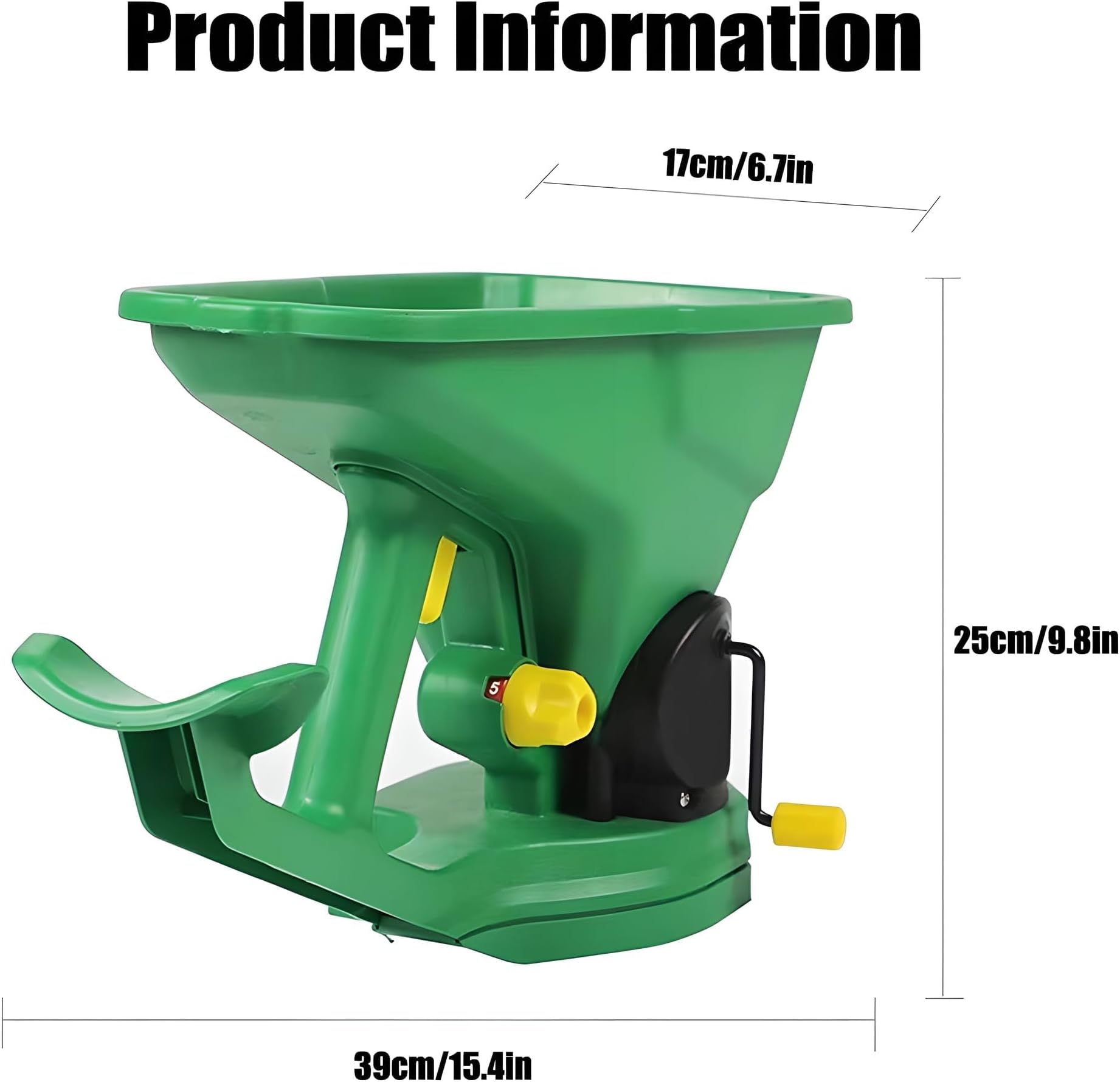 Sgaloge Grass Seed Spreader, 1.5L Capacity Handheld Power Spreader for Garden, Fertilizer Spreaders for Lawn, 5 Gear Adjustable, for Garden Lawn Small Farms