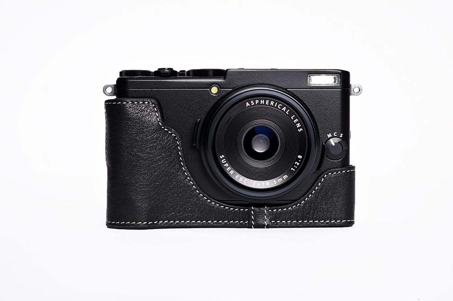 Handmade Genuine Real Leather Half Camera Case Bag Cover for FUJIFILM X70 Black Bottom Opening Version