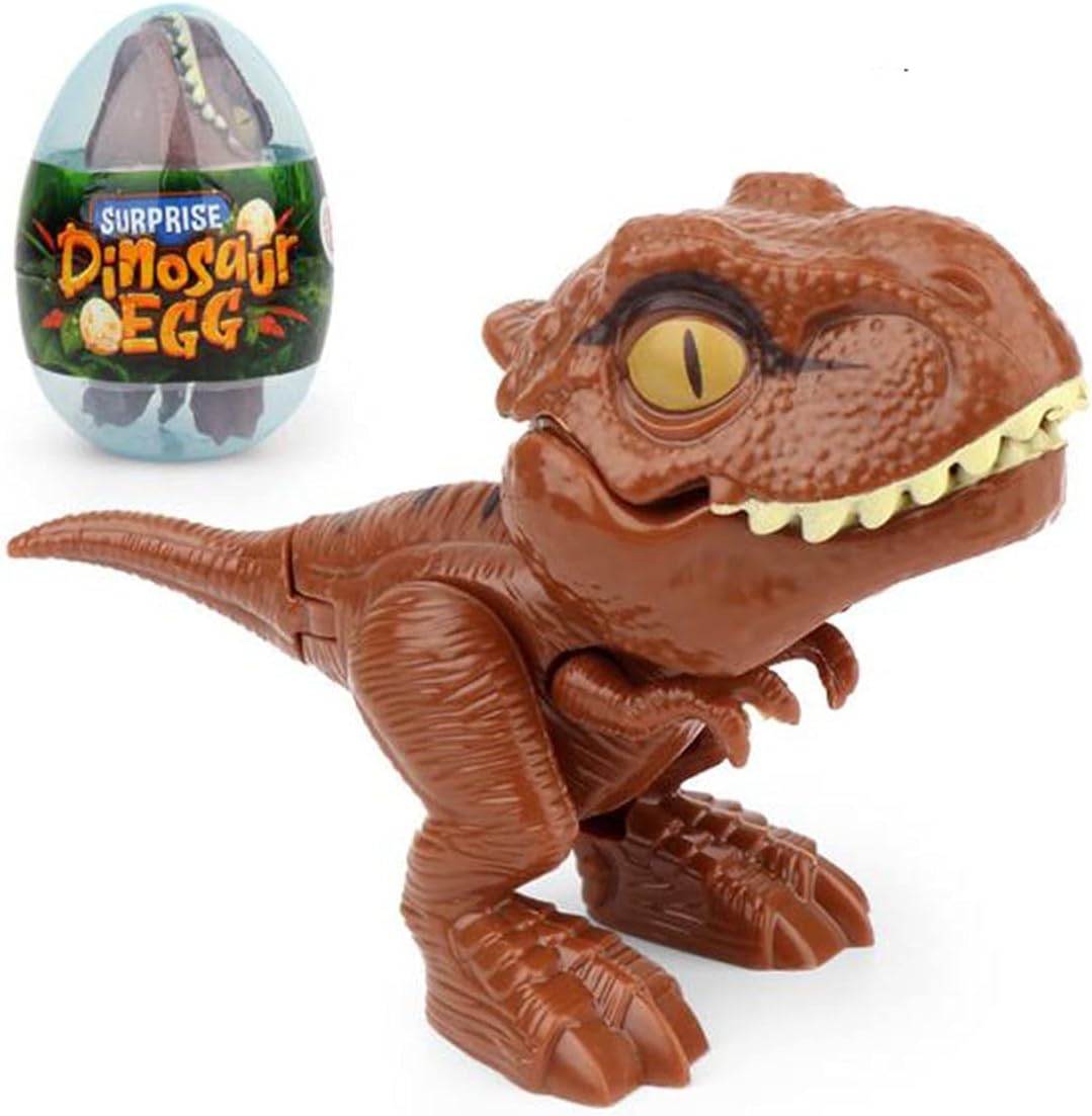 指恐竜フィギュア 指恐竜アニメアクションフィギュアおもちゃ面白い恐竜の卵クリエイティブトリッキーティラノサウルスモデルおもちゃ 茶色 9 4 6 5cm
