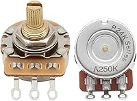 Vista 5 de FLEOR Potenciómetro de guitarra de eje dividido corto de 2 piezas A250K de 0.610 in, 24 líneas