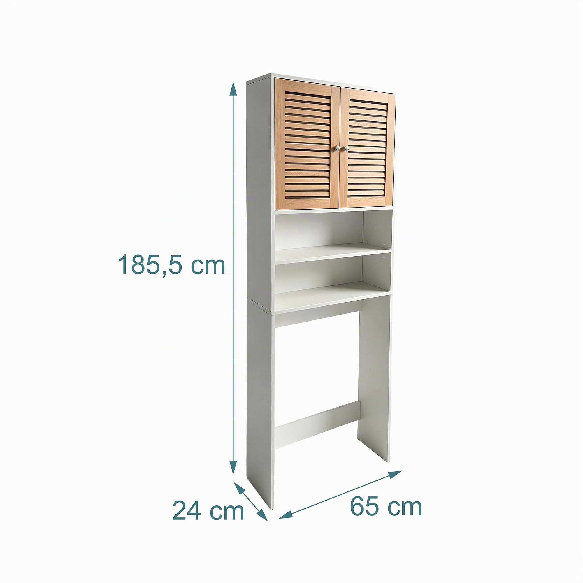 Relaxdays Mueble sobre Lavadora, 4 Compartimentos, Blanco | Para lavadora/secadora/inodoro, 185,5 x 65 x 24 cm