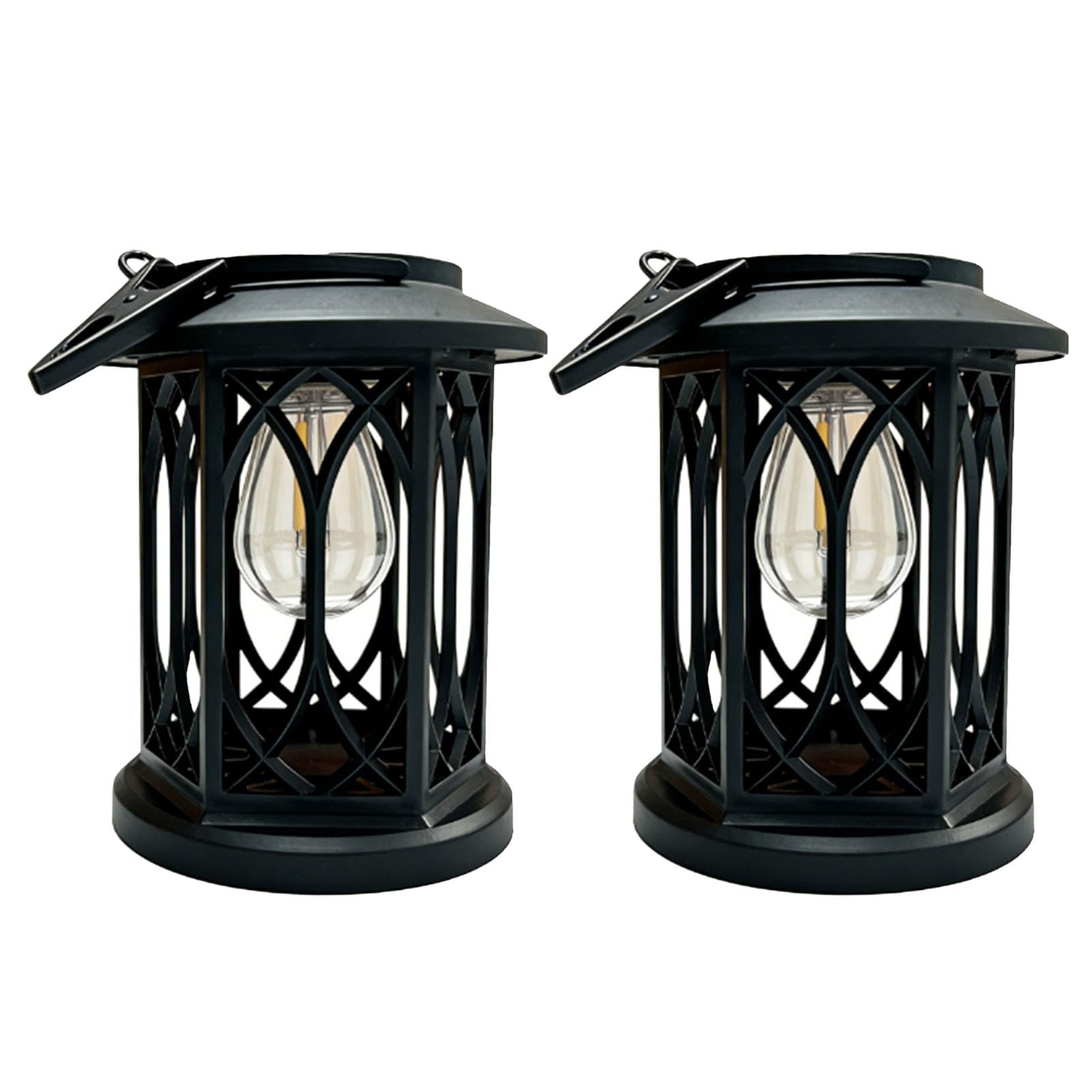 Fockety Lampada Solare Da Esterno 2 Pezzi, Lanterna Sospensione LED Retrò