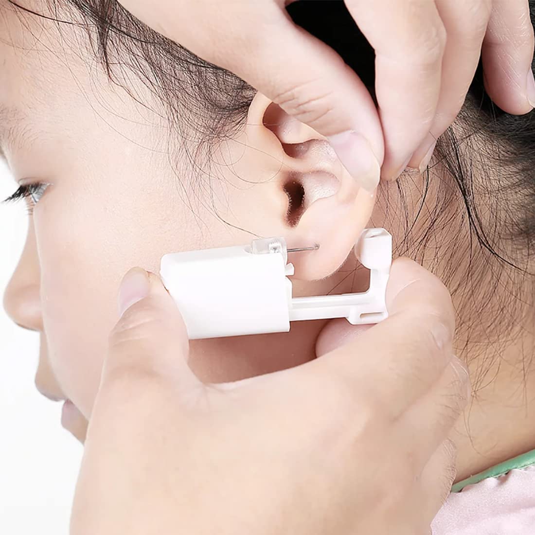 Pistolas Desechables para Piercing de Oreja Blanco Kit de Perforación sin Dolor Portátil