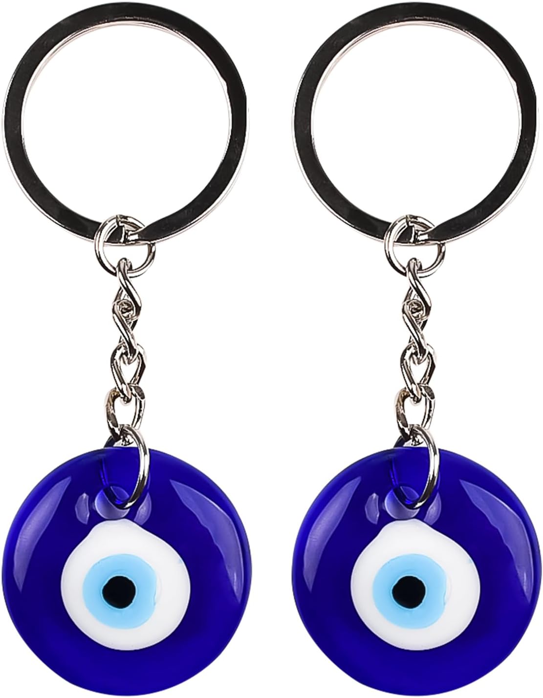 2 Pieces Lucky Evil Eye Keyring Turkish Amulet Pendant Blue Eye Gemstone Keychain for Handbag Pendant Ornament Keyring Jewelry Accessories