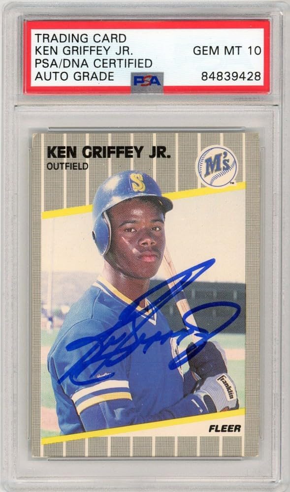 Ken Griffey Jr 1989 Fleer Autograph Rookie Card #548 PSA/DNA 10