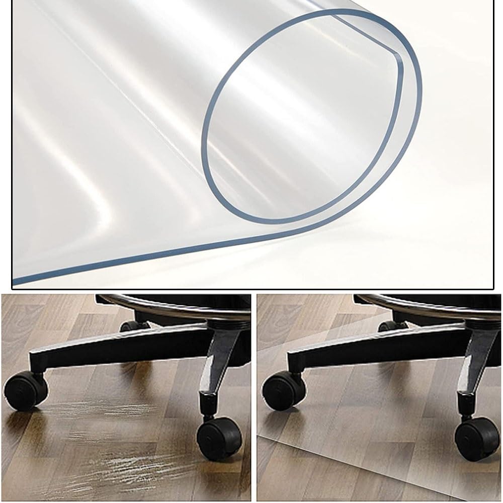 Tapis de chaise transparent pour protection du sol – 2 mm d'épaisseur – Tapis en PVC résistant aux rayures pour bois et carrelage – Tailles 30 x 60 cm à 150 x 150 cm – Idéal pour la maison et le