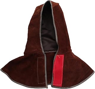 Uonlytech Cape Welder Hat Welders Cap Cowhide Welding Hood Protective Hat Protective Caps for Welder Leather Welding Hood Head Protection Hood Flame-retardant Welding Hood Scarf Suede
