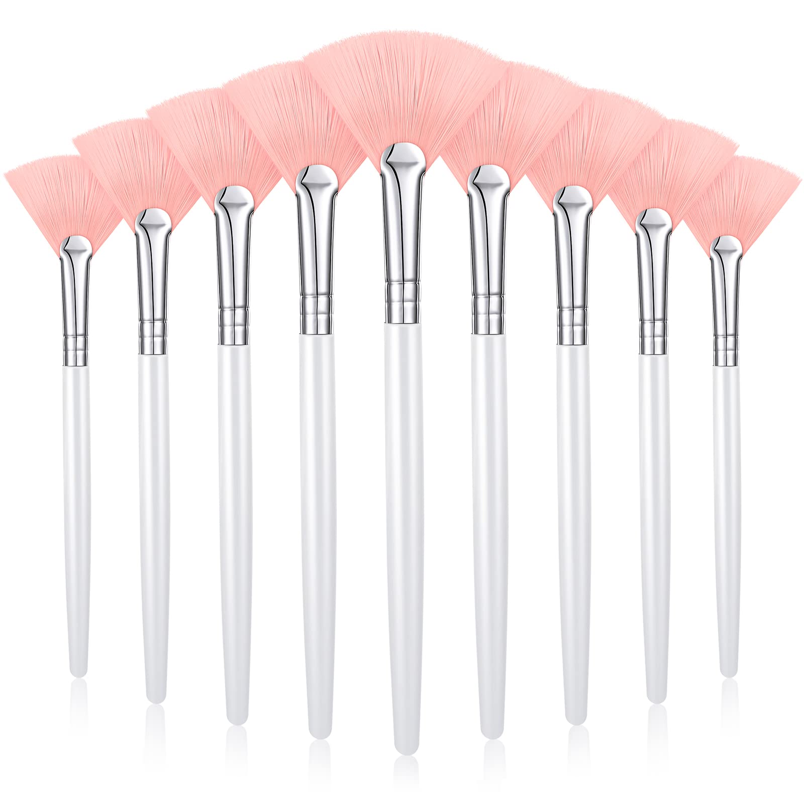 Maitys 9 Pieces Facial Brushes Fan Mask Brushes, Soft Facial Applicator Brushes Tools for Peel Glycolic Mask Makeup for Mud Cream (Pink, White)