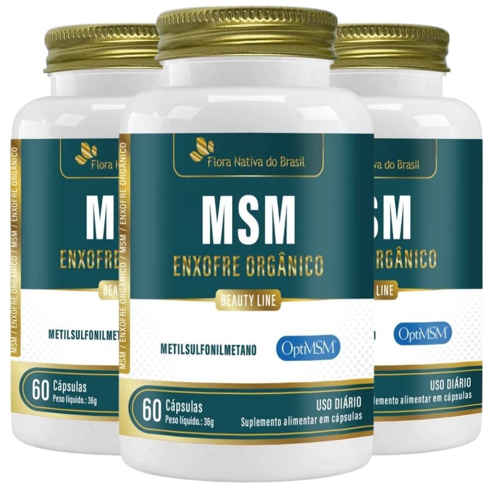 O que é MSM para que serve, como usar e efeitos colaterais-radardasaude 1 KIT 3X MSM Enxofre Orgânico 500mg 60 cápsulas - Flora Nativa Cápsula