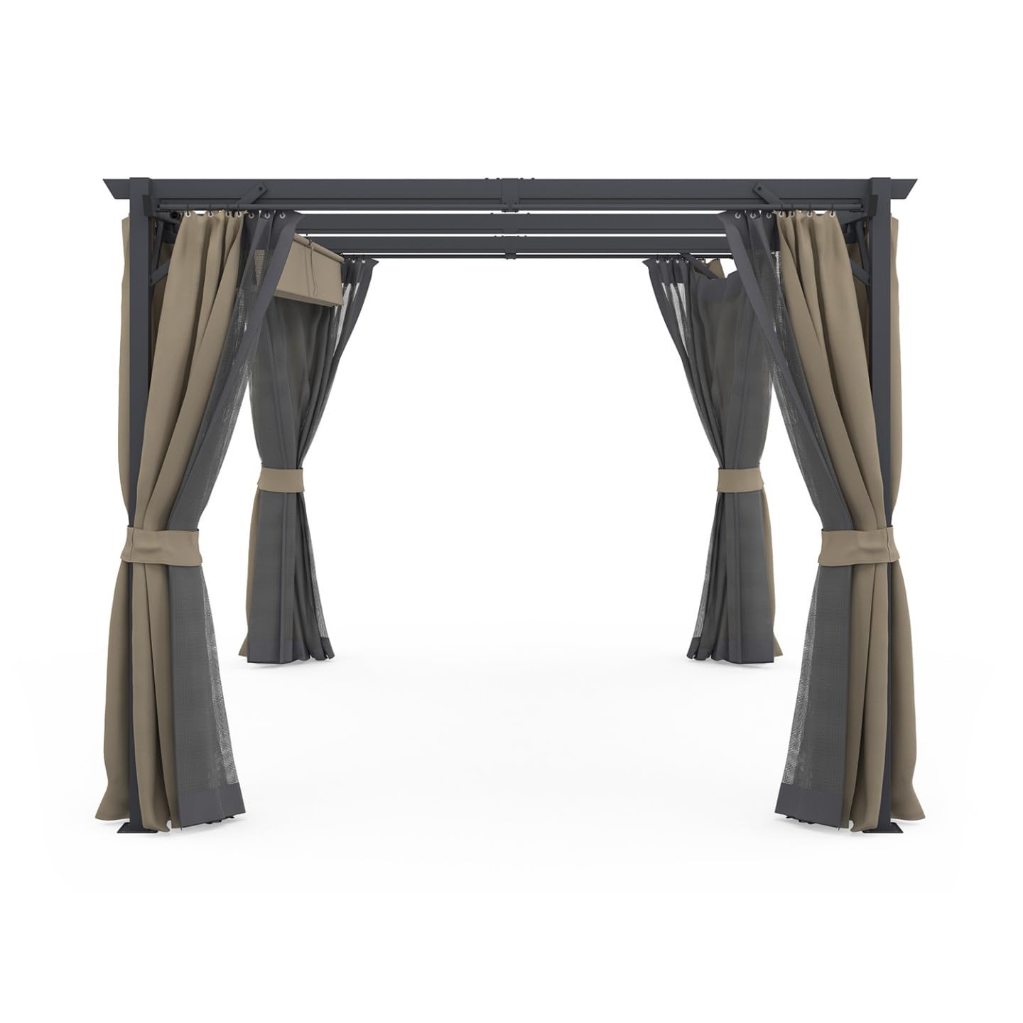 IDMarket - Pergola moustiquaire Toit rétractable 3x4 M et 4 Rideaux