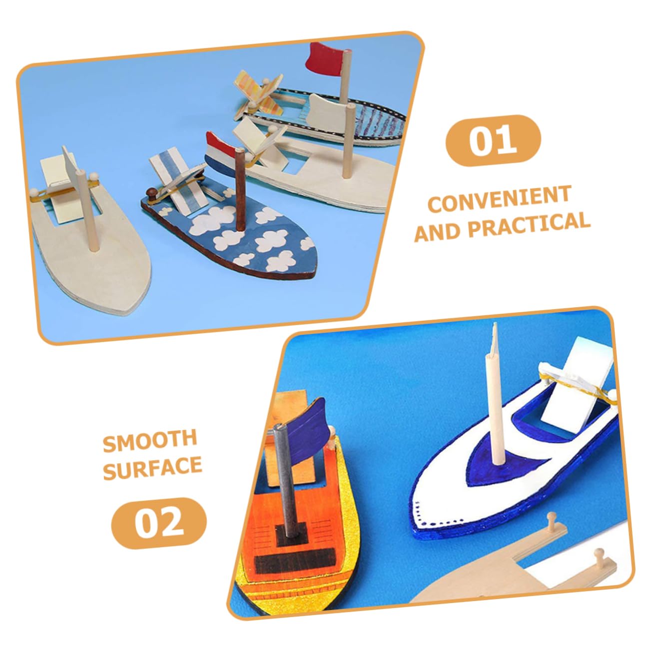 KONTONTY 5 Sätze Teiliges Diy Holz Segelboot Modell Für Blanko Bastelset Zum Bemalen Dekoration Und Kreatives Mit Holzmaterialien 5 Stück * 5