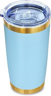 20 oz Insulated Tumbler Stainless Steel Tumbler,Sky Blue,1 Pack | Double Wall Vacuum Travel Coffee Mug,BPA Free,for Hot and Cold Drinks,Gold Plated Powder Coated Cup,Laser engraving