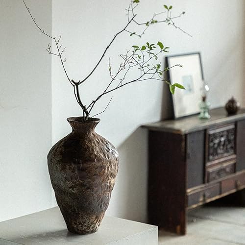 YSNCIDAN Unique vases for Flowers,Stoneware Reactive Glaze Finish Rustic Ceramic Flower Vase Vintage Vases Farmhouse Decor for Living Room，Pottery Gifts for Her, Wedding Gift