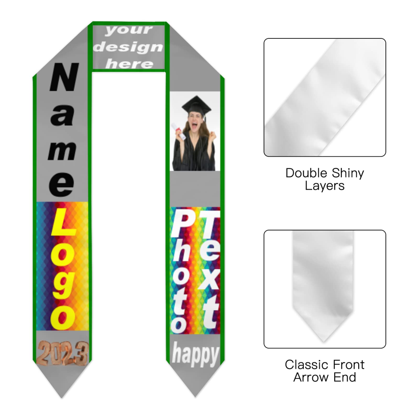 Personalized Graduation Shawl 2023 Custom Graduation Stole Add Photo Text Logo Customized