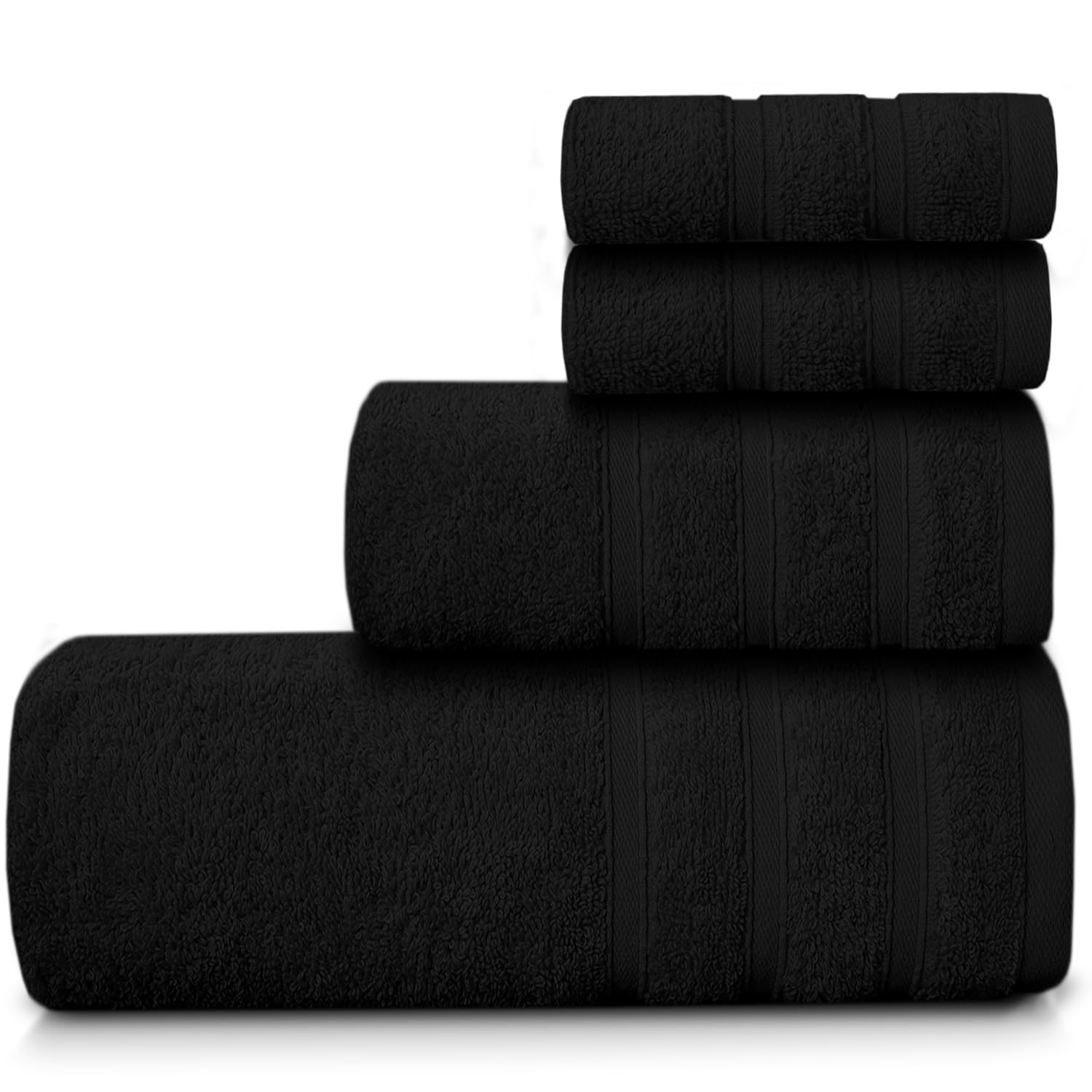Casabella Black 100% Egyptian Cotton Towel Bale - 8 Pieces - 550 Gsm Xlarge Sizes_black_4 Pieces Set
