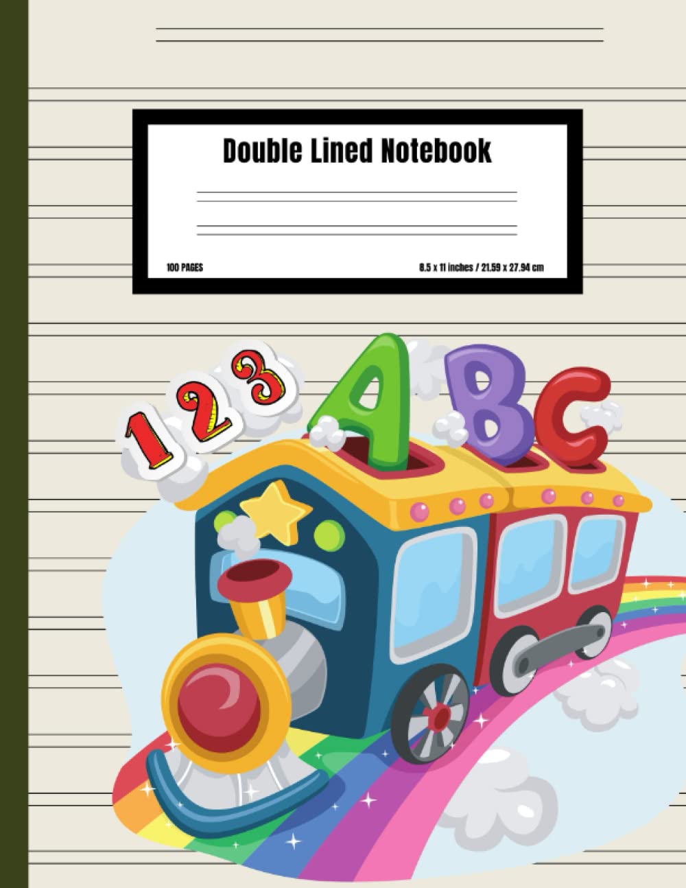 Double Lined Notebook: Cute Train Narrow Handwriting Practice Lined Paper - Preschool and Kindergarten Double Lines Notebook For Kids