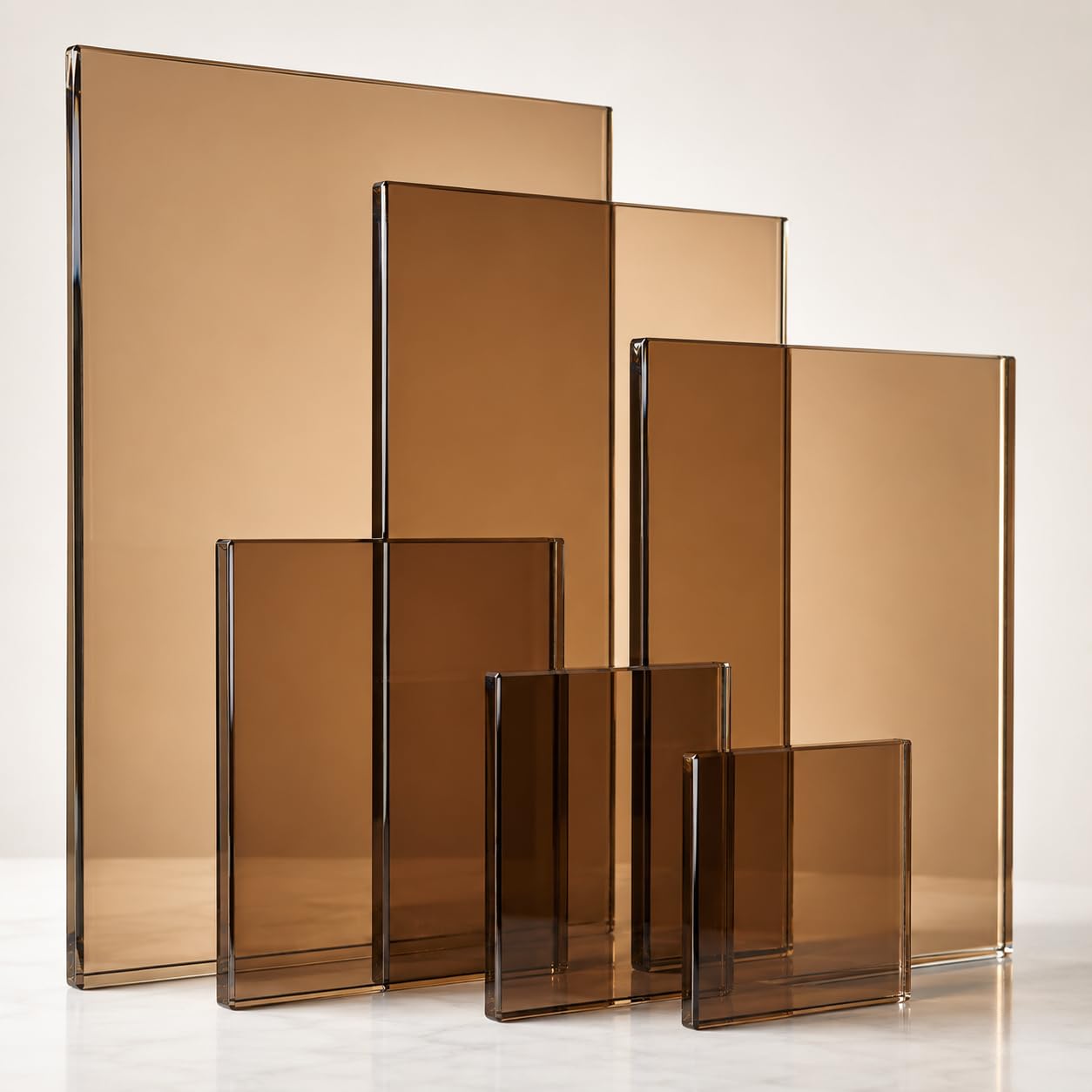 Cristal simple Parsol Bronce personalizado a medida con cantos pulidos (10mm - 40x30cm)