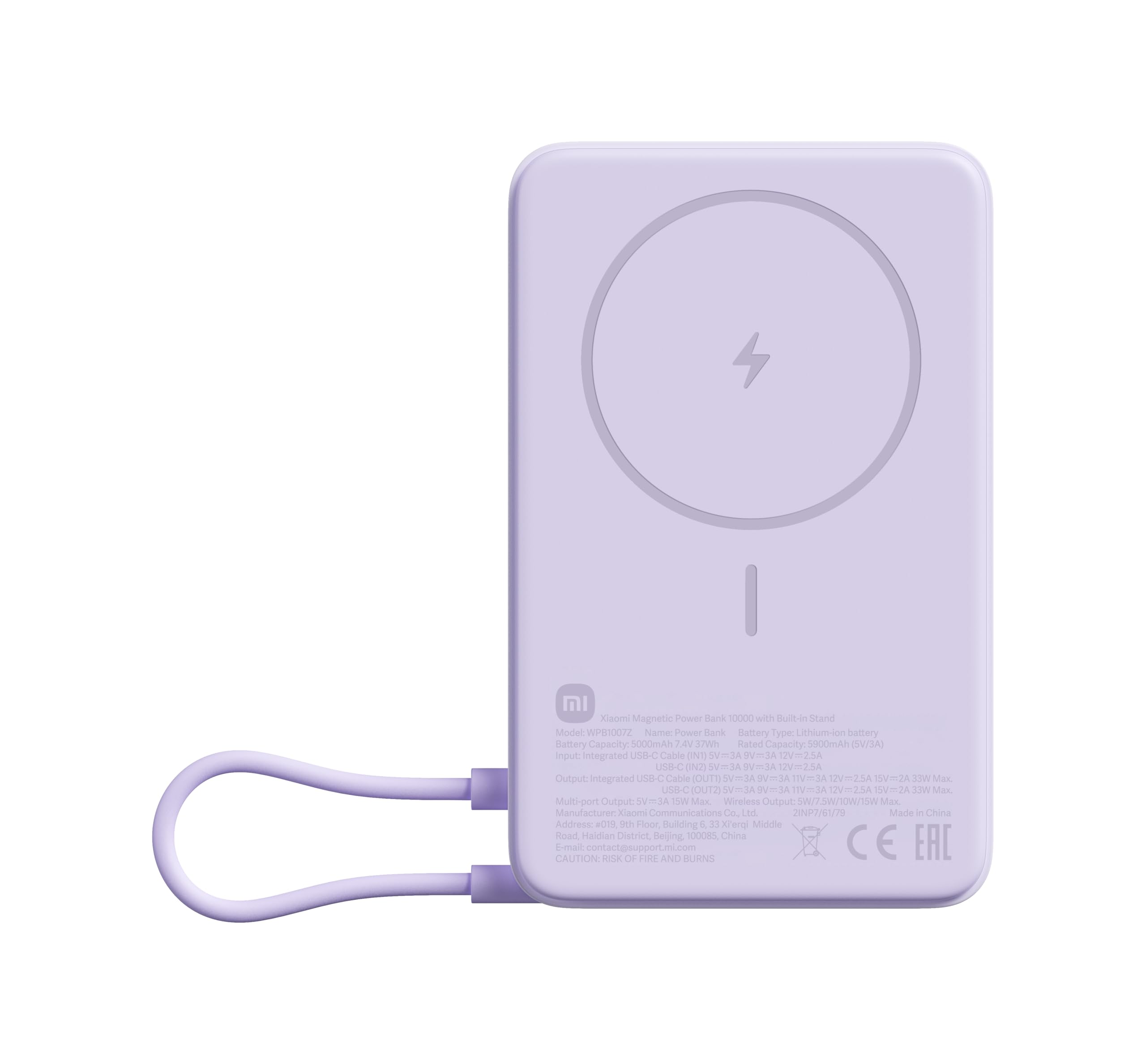 Xiaomi Magnetic Power Bank 10000mAh con Soporte Integrado, Beige | Power bank MagSafe 10000mAh con soporte integrado. Carga inalámbrica + soporte — perfecto para viajes y videollamadas.