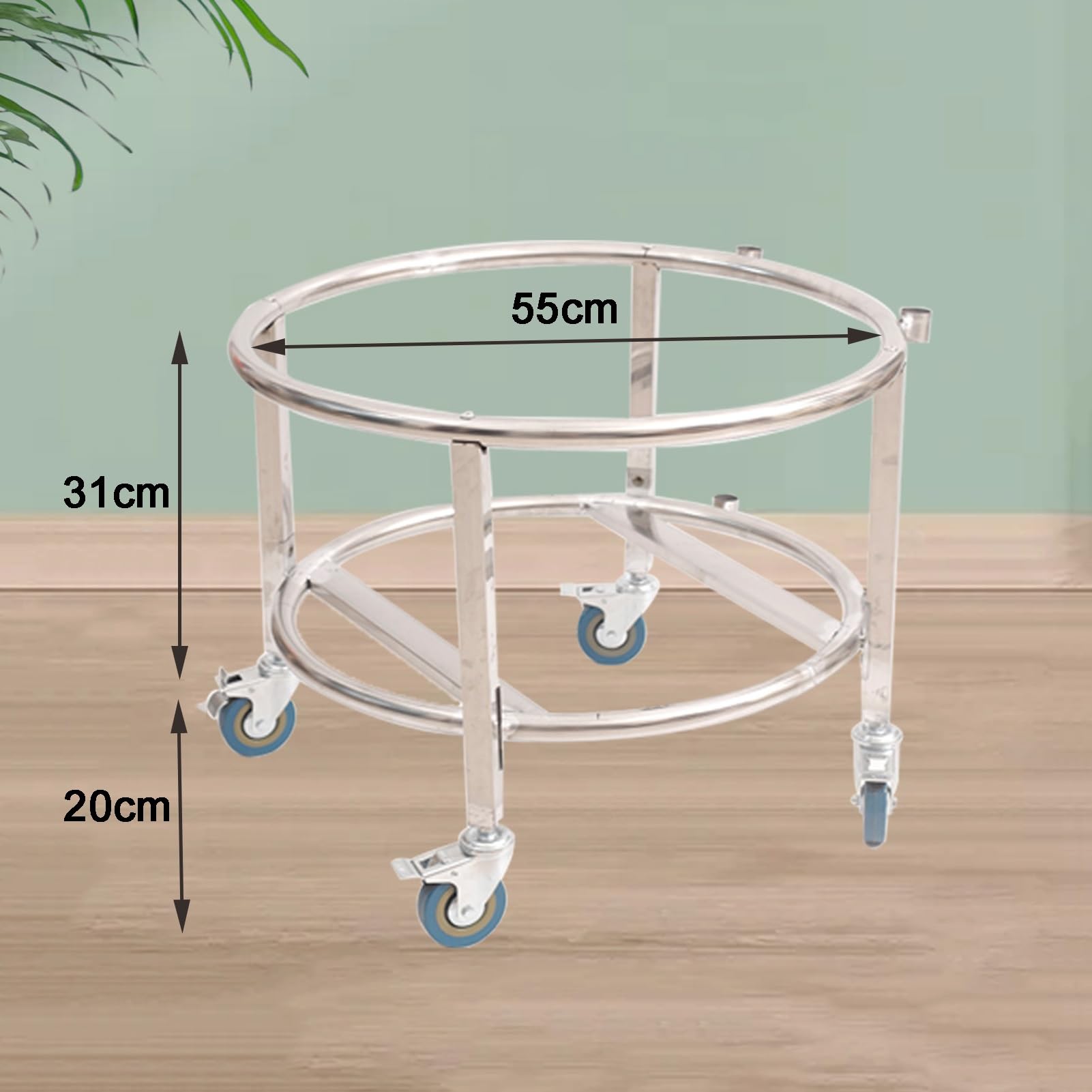 Estante para ollas de Acero Inoxidable Resistente con Ruedas - Soporte móvil para bombonas de Gas y Cubos de Almacenamiento, Cubos de Leche (55x55x51cm) - Organizador Duradero