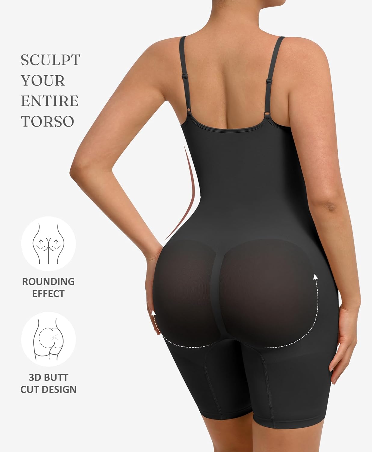 FeelinGirl Shapewear Tummy Control Seamless Bodysuit Hip Enhancer Body Shaper for Women - Image 2