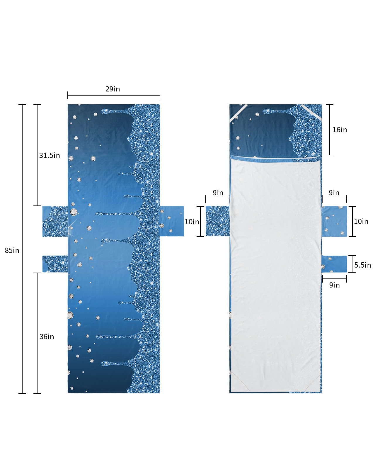 Luxurious Blue, Beach Lounge Chair Towel Cover, Soft Chaise Lounge Towel with Side Pockets Patio Pool Chairs Cover for Beach/Pool Sunbathing 29x85 Starry Diamond Crystal Abstract Geometric