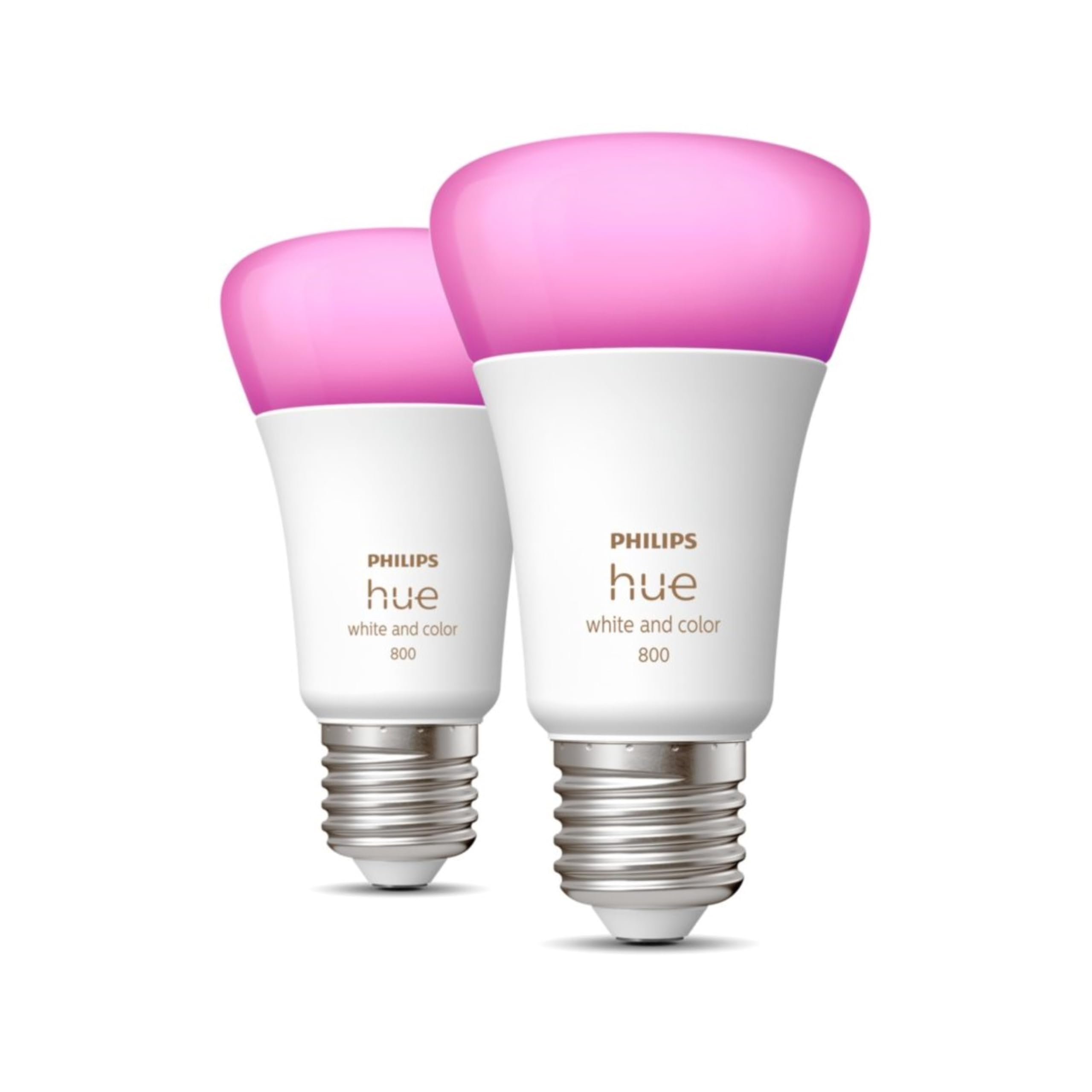 Philips Hue White & Color Ambiance Ampoules LED Connectées E27, équivalent 60W, 800 lumen, Compatible Bluetooth, pack de 2, fonctionne avec Alexa, Google Assistant, Apple Homekit, ancienne génération