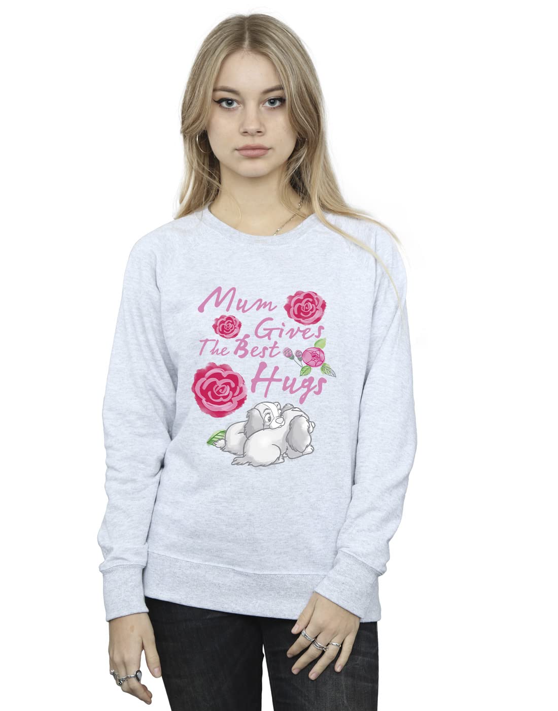 Disney Women's Lady & The Tramp Mum Hugs Sweatshirt in Grey | Size: Medium