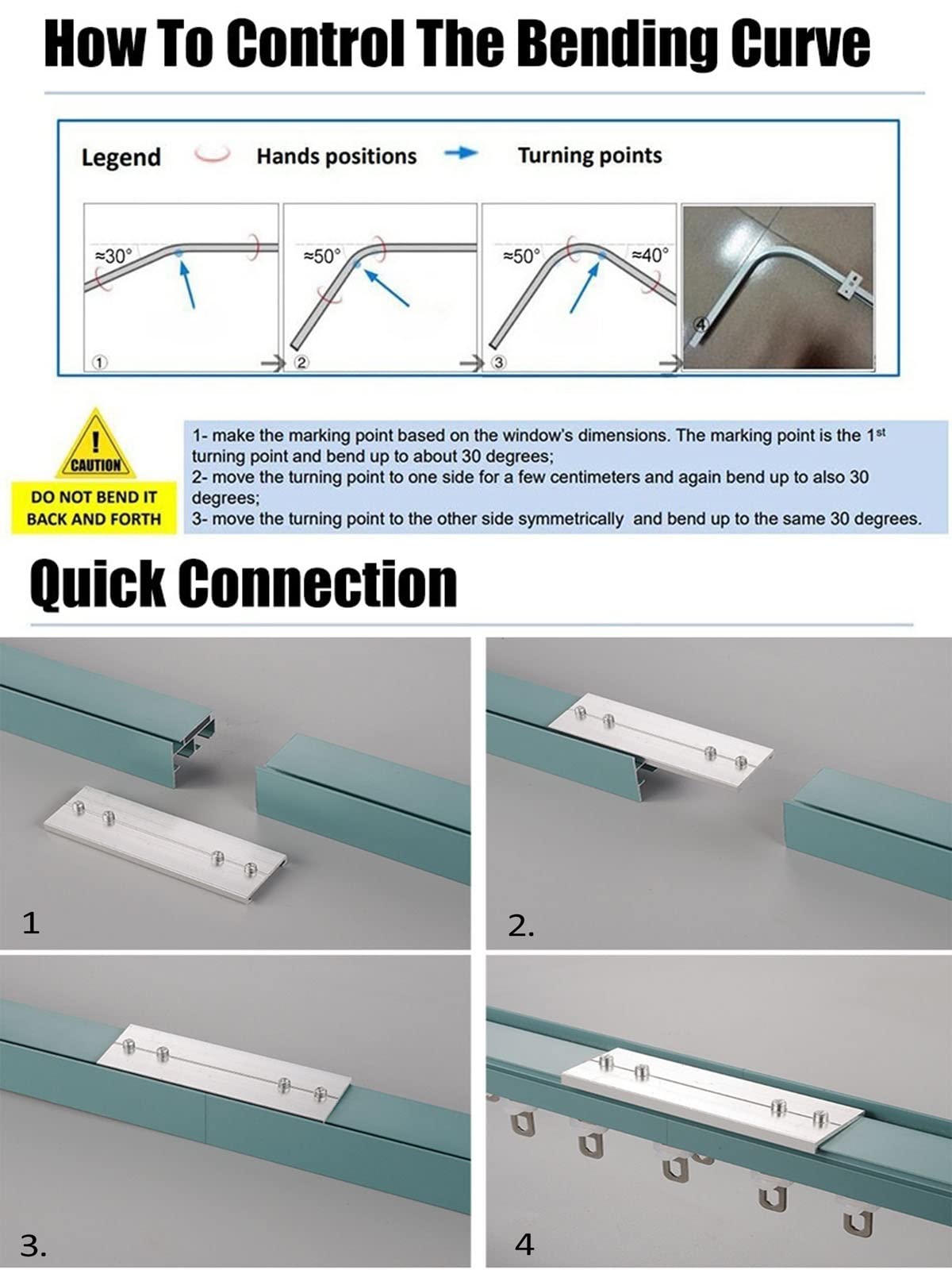 Sistema de riel de Cortina Flexible Blanco, rieles de Cortina deslizantes comerciales para dormitorios, ventanales y hospitales, Barra de Cortina de Ducha (Montaje en Pared: 11 m/36 pies