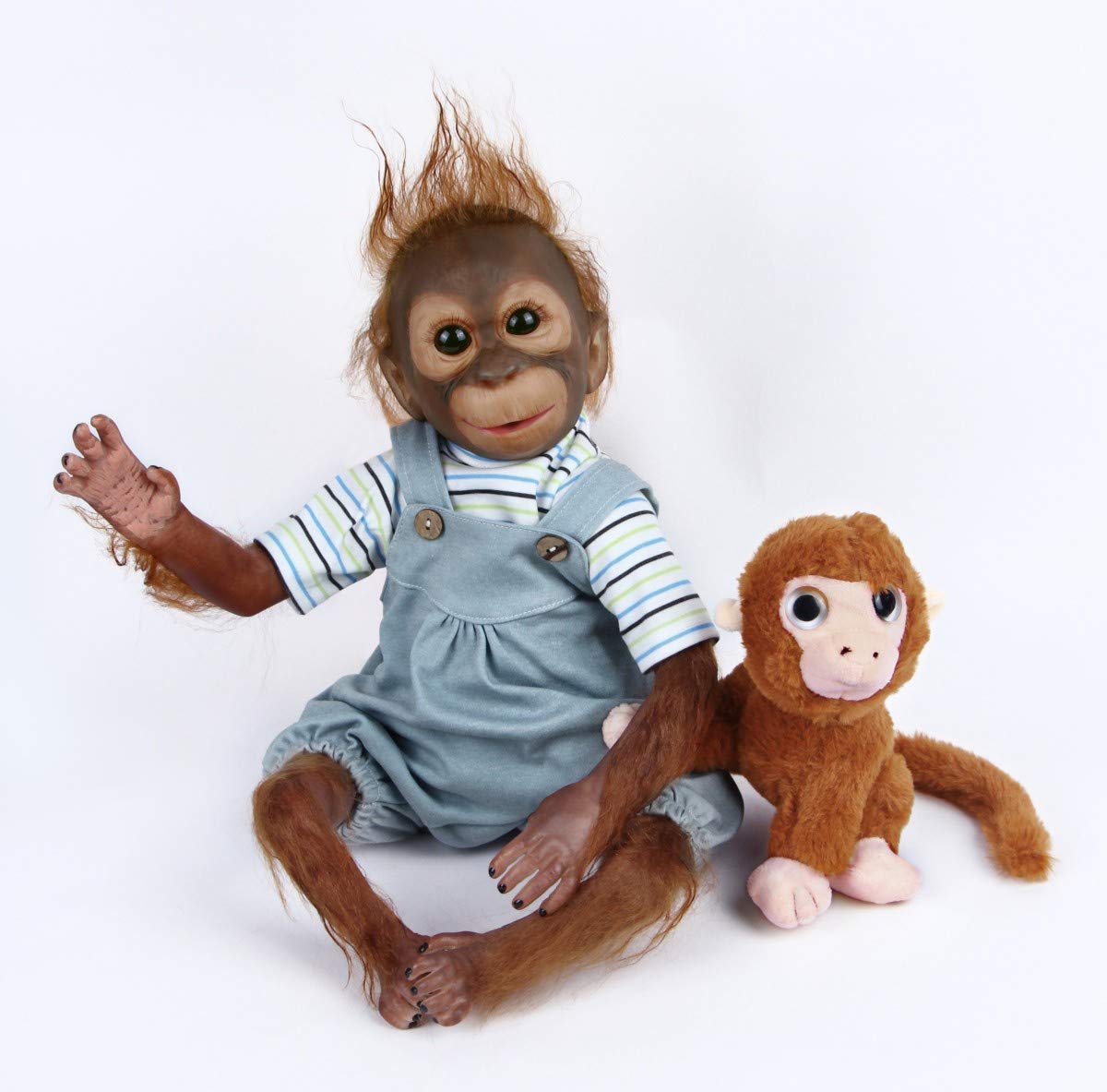 Bambole Reborn Scimmia Realistico in Silicone Morbido Bambole Scimmia Maschio Bocca Magnetica Neonato per Bambinio 20 Pollici 50 Centimetri