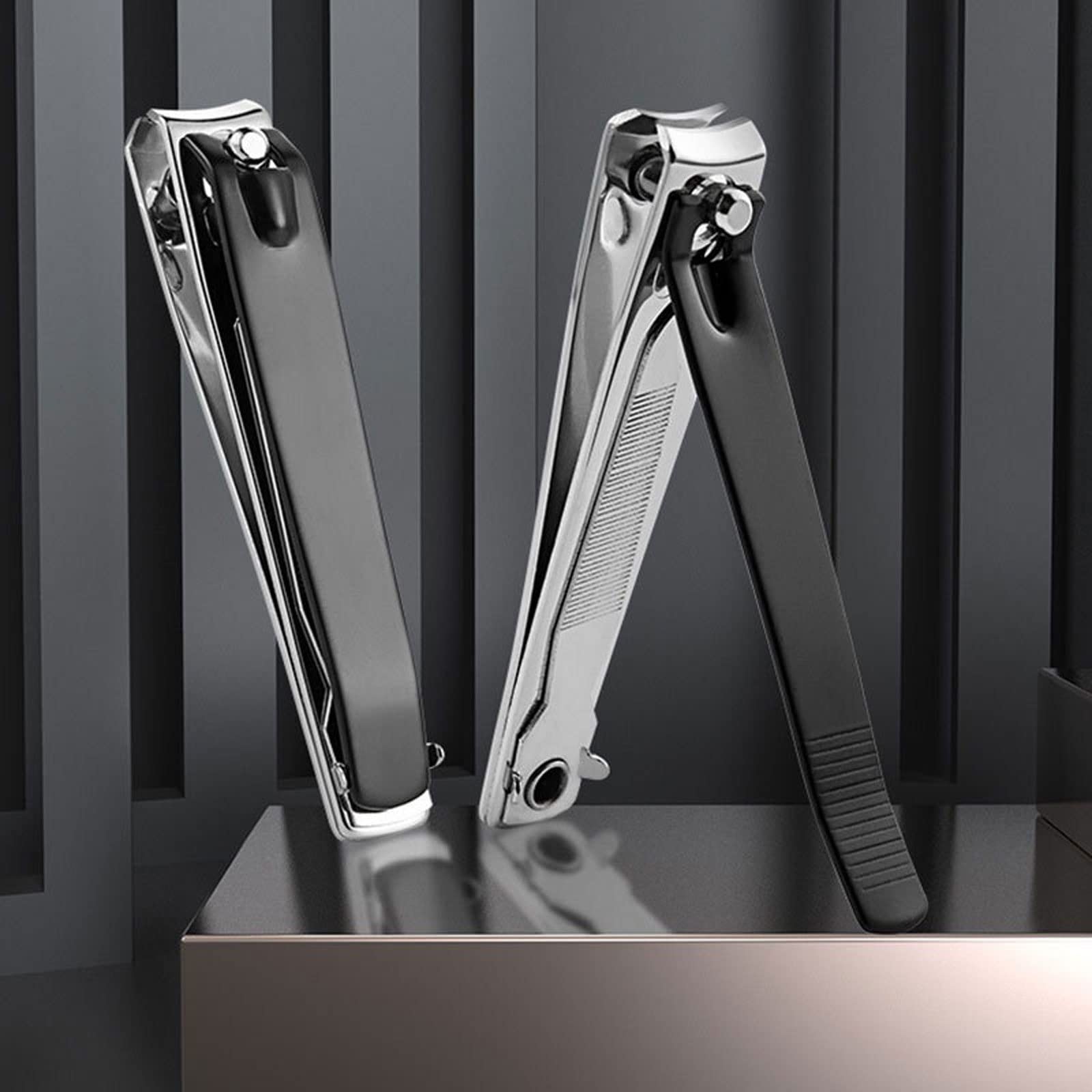 Nagelknipser, schwarzer Nagelknipser, spritzwassergeschützt, großer Nagelknipser mit Feile, Metallschere for abgestorbene Haut, Nagelwerkzeuge, professioneller Edelstahl