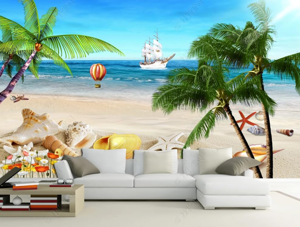 Papier peint intissé cocoteraie poster géant mural salon 400x280 cm