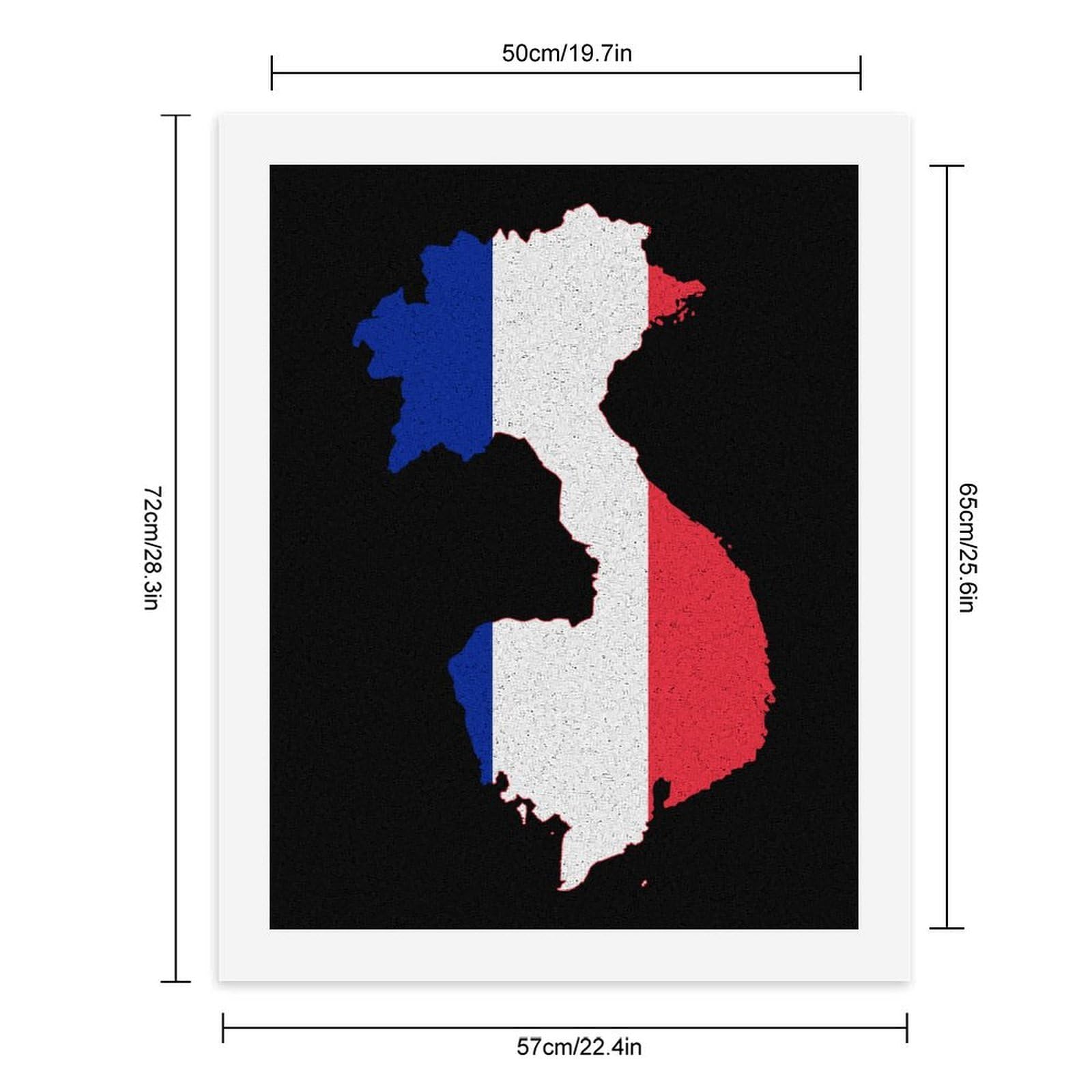 Lustiges Malen nach Zahlen für Erwachsene, Motiv: Flagge, Landkarte, französisch, vertikal, Baumwolle, digitales Ölgemälde, Heimdekoration, Geschenk, 65 x 50 cm