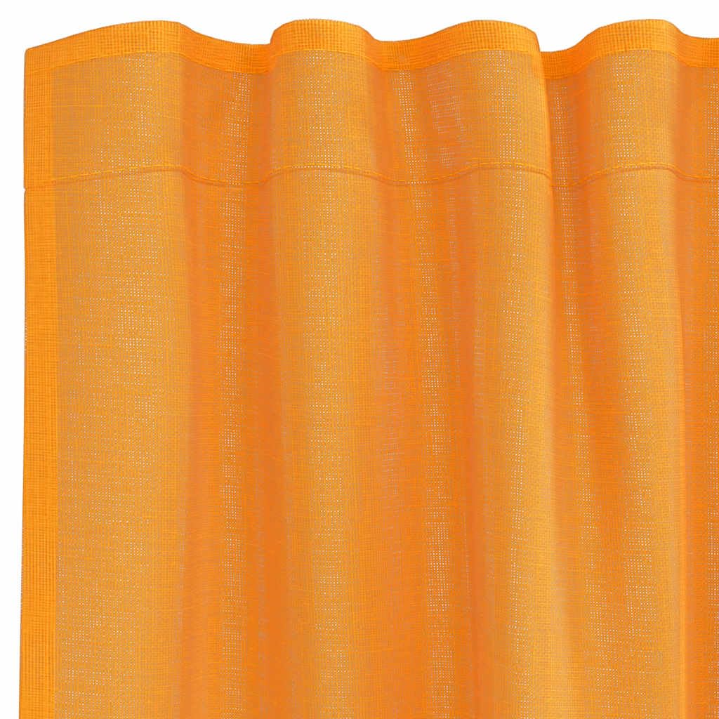Lot de 2 rideaux en voile orange - 140 x 140 cm - En polyester - Avec passe-tringle - Décoration de fenêtre - Brise-vue - Protection solaire - Décoration pour salon, chambre à coucher, bureau