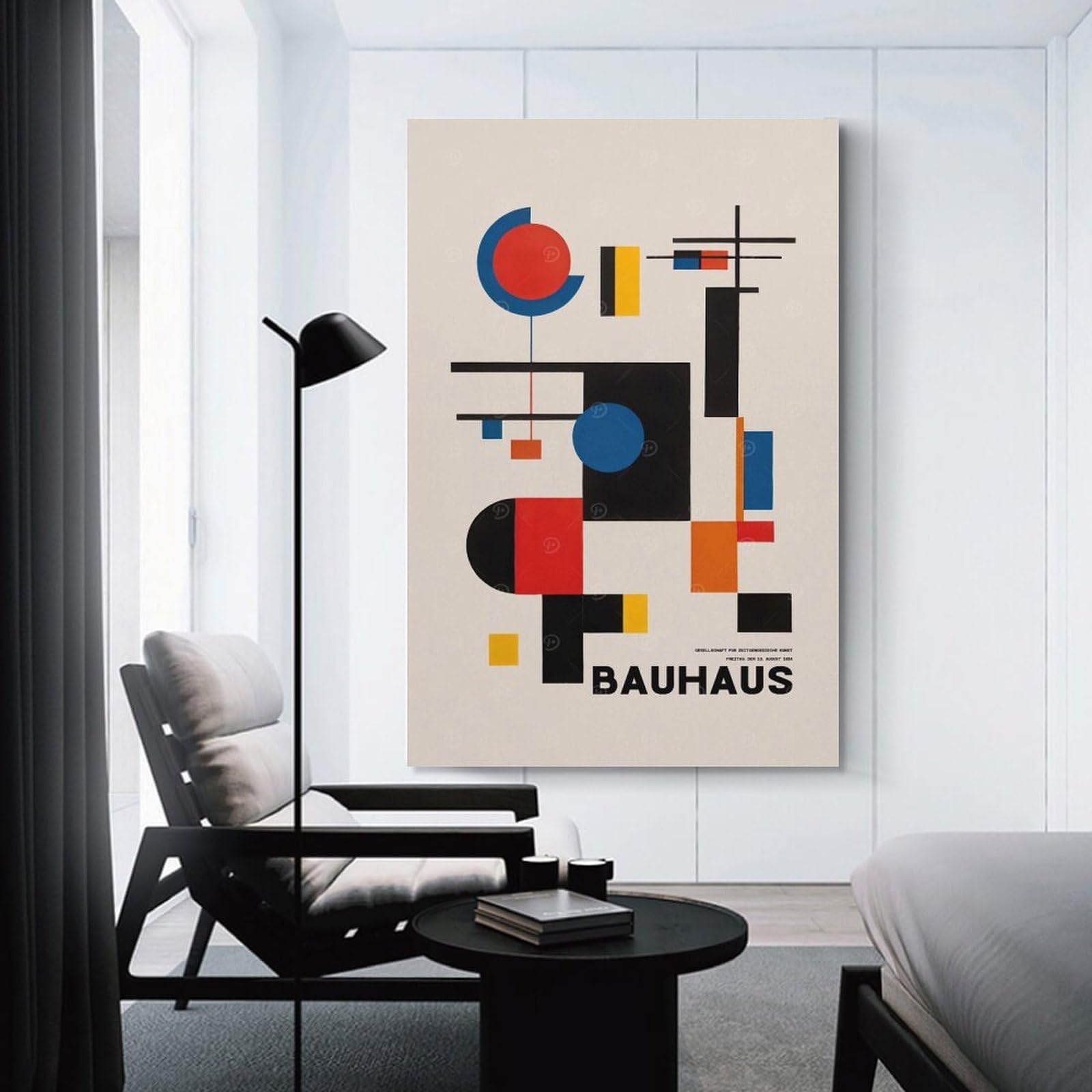 Junmoney Canvas Art Print Bauhaus Geometric, 08x12inch(20x30cm), for Gallery Wall Decor And Room Displays, Wall Decor Suited to Curated Displays